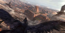 Landscape pablo dominguez art fantasy city mountains Custom Gaming Mat Desk
