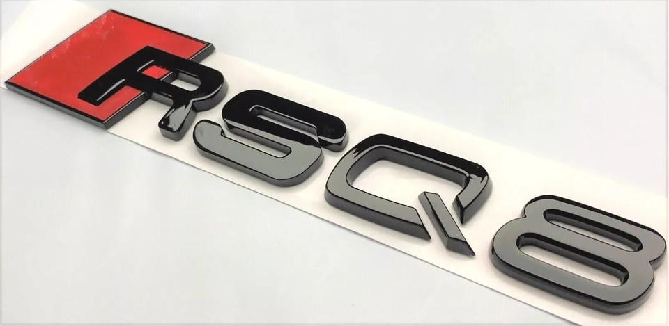 BLACK RSQ8 REPLACEMENT FOR AUDI REAR TRUNK EMBLEM BADGE NAMEPLATE DECAL ...
