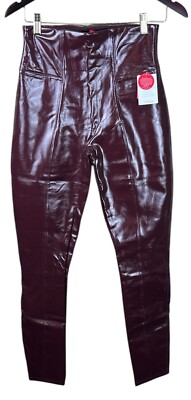 NWT Spanx Faux Patent Leather Shiny Leggings | Ruby Burgundy | Medium