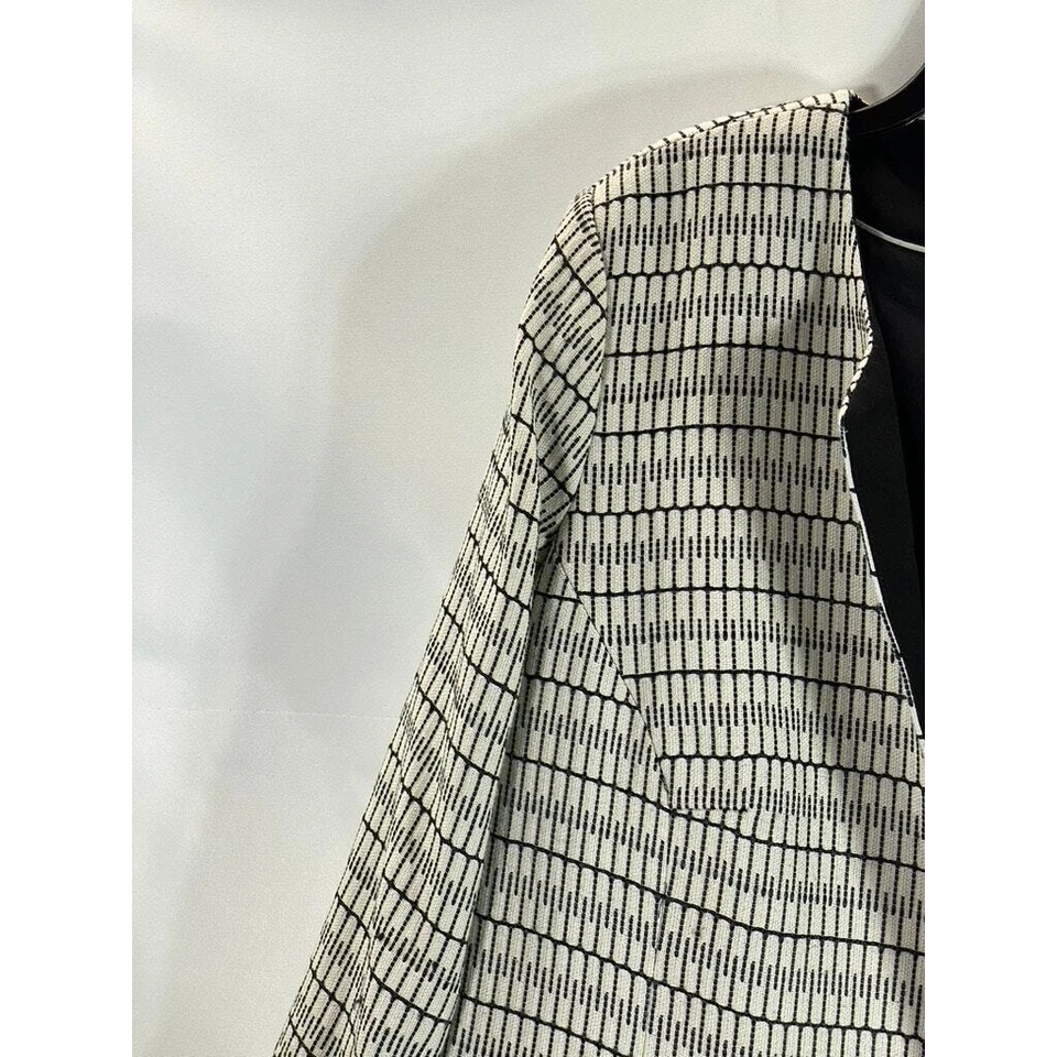 Abrigo para mujer CYNTHIA ROWLEY talla grande crema/negro combo estampado frente abierto talla 2X Foto 3 de 4