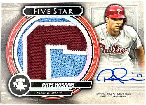 2021 Topps Five Star - Rhys Hoskins - On-Card Autograph GU Patch /5 Phillies