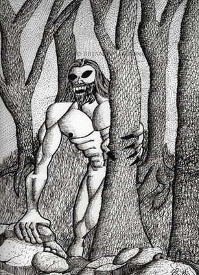 Wendigo Original Ink Drawing 9x12 Bristol Board Cryptid Horror Monster Artwork