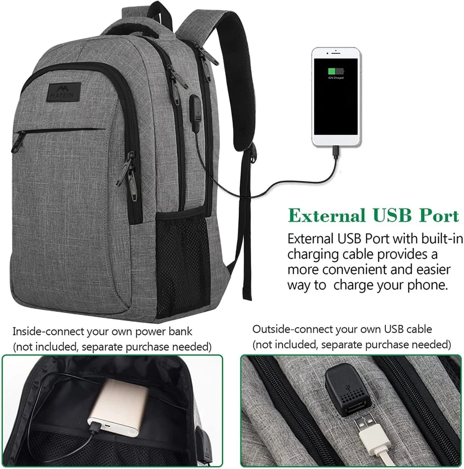 Mochila de viaje antirrobo para computadora portátil MATEIN con puerto USB, bolsa de negocios de 15,6 pulgadas Foto 4 de 4