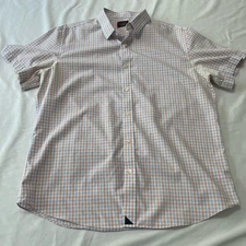 UNTUCKit Short Sleeve Orange Blue Plaid Button Up Shirt Men’s Size XL