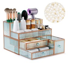 Youdepot Makeup Organizer Countertop - Tempered Glass Vanity Organizer for Co...