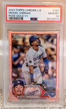 Marketplace image: 2023 Topps Chrome Logofractor - Miguel Vargas RC #161 Rose Gold 1/1 PSA 10
