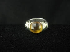 David Yurman 925 Sterling Silver & 14K 585 Gold Cable Ring w Citrine Size 5.75