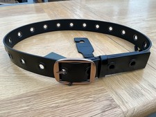 All Saints Womens 38mm Eyelet Leather Belt Black Medium/ Large New RRP £65