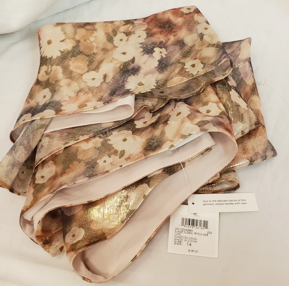 Falda floral Club Monaco para mujer atardecer, puesta de sol/du soleil, talla 14 Foto 3 de 4