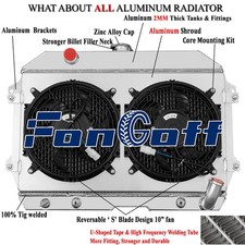 3-Row Aluminum Radiator Shroud Fan Fits 1970-1975 Nissan Datsun 240Z 260Z L6.