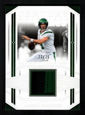 Aaron Rodgers 2023 Panini National Treasures Century Materials /25 Patch Jets