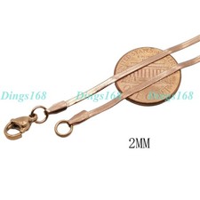 Unisex 18K Rose Gold Filled 20 inch 2mm Thin Italian Flat Snake Chain Necklace