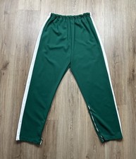 70s VINTAGE Green White Striped Athletic Track Pants Size Medium No Pockets