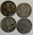Lot of 4 - 10 cent Silver Culls - Mercury Barber Seated Liberty