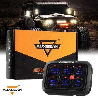For Jeep AUXBEAM BC60 6 Gang LED Switch Panel Off Road Light Controller (Blue)