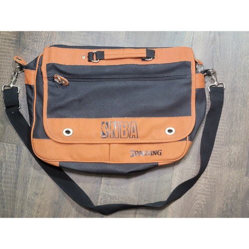 Vintage NBA Spalding Messenger Bag Laptop Bag Basketball Fan Gear Orange Black