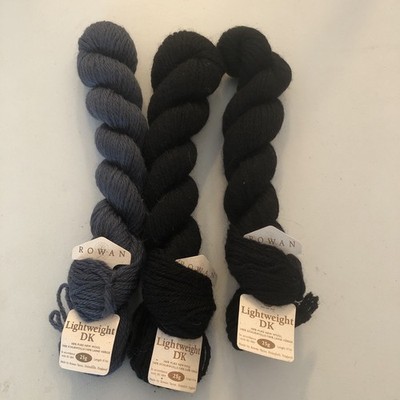 3x Rowan Lightweight DK 100% Pure New Wool ￼25g Black And Navy Blue