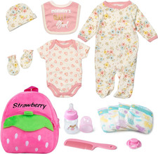 17-22 Inch Reborn Baby Doll Clothes with Backpack Accessories Set 13 Pcs Set, Re