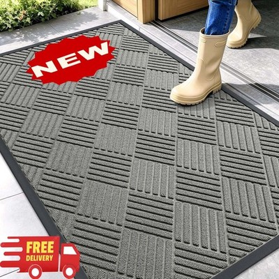 Felpudo para entrada exterior de 47x32 pulgadas, absorbente, resistente, de cauc