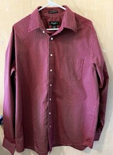 Eddie Bauer Wrinkle Resistant Button Down Dress Shirt Red stripe Size Large Tall