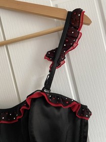Ann Summers Ladies Black Red Basque UK 14-16