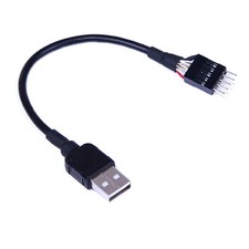 9-Pin USB Motherboard Male Header to Single 2.0 Type A Cable Black