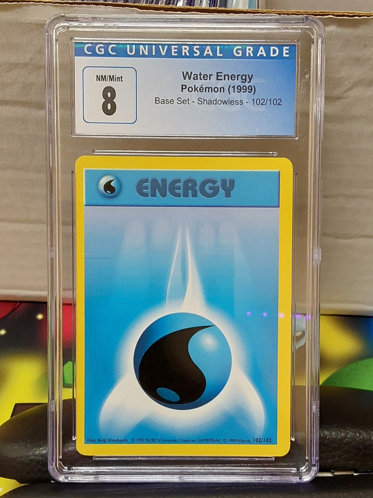 1999 Pokémon Base Set Water Energy Shadowless #102/102 CGC 8