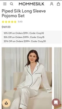 Mommesilk Classic Silk Pajamas Set Small Natural White Mulberry Silk