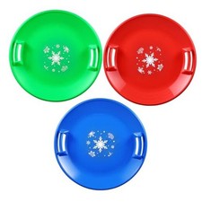 3 Pcs Plastic Snow Saucer Sleds with Handles 24 Inches Outdoor Winter Saucer