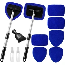 11pcs Windshield Cleaner Tool, Car Window Cleaning Wash Kit with 6 Reusable M...