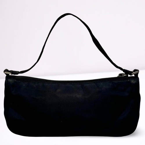 Prada Nylon Triangle Logo Black Accessory Pouch Handbag with Shoulder Strap - Picture 2 of 9