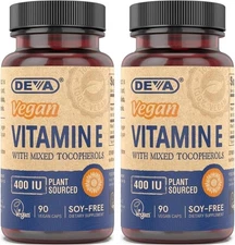 DEVA Vegan Natural Source Vitamin E 400IU with Mixed 90 Count (Pack of 2) 
