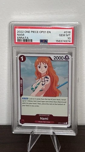 ✅2022 One Piece Nami OP01-016 ERRATA PSA 10 GEM MINT Straw Hat Crew