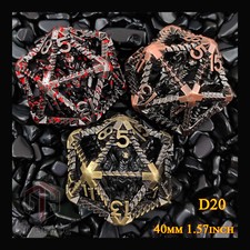 D20 40mm Large Size Dice Metal Hollow Dice Game Dice for RPG Dungeons & Dragon