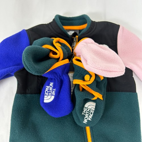 The North Face Baby Denali set pile verde pezzo unico neonati 12 mesi BA6 nuovo con etichette - Foto 2 di 4