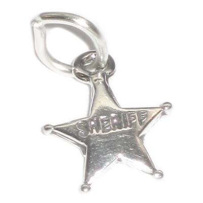 Sheriff Badge TINY Sterling Silber Charm .925 x 1 Abzeichen Charms_