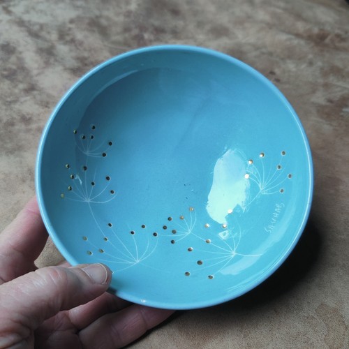 Sascha Brastoff Zephyr Bowl Ring Trinket Dish Midcentury Modern 3 Feet Turquoise - Picture 4 of 13