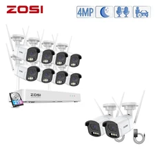 ZOSI 8CH NVR H.265+ 4MP 2.5K Security WiFi Camera System IP66 2-Way Audio