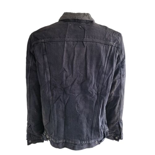 Levi's Sherpa-Lined Trucker Jacket - Black Denim, Size XL (Water Less model) - Picture 3 of 9