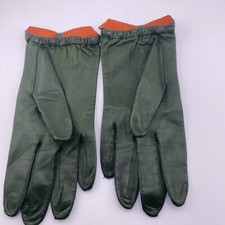 Vintage 1950's Superb Careskin Leather Women's Gloves Green Orange Size 7