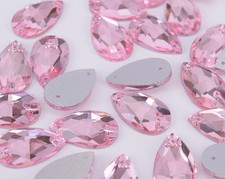 13x22mm Sew On Crystal Rhinestone Teardrop Pink Glass Jewels Faceted Bead