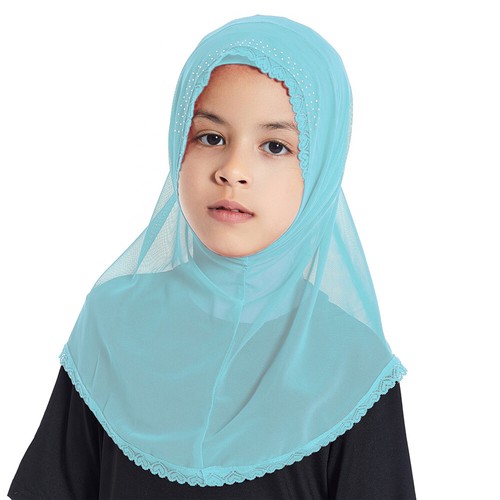 Arab Girls Kids Hijab One Piece Amira Turban Scarf Wrap Headscarf Shawl Cover - Picture 8 of 16