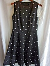 Chaps Size 6 Black and White Polka Dot Sleeveless Back Zip New /Tags $95.00