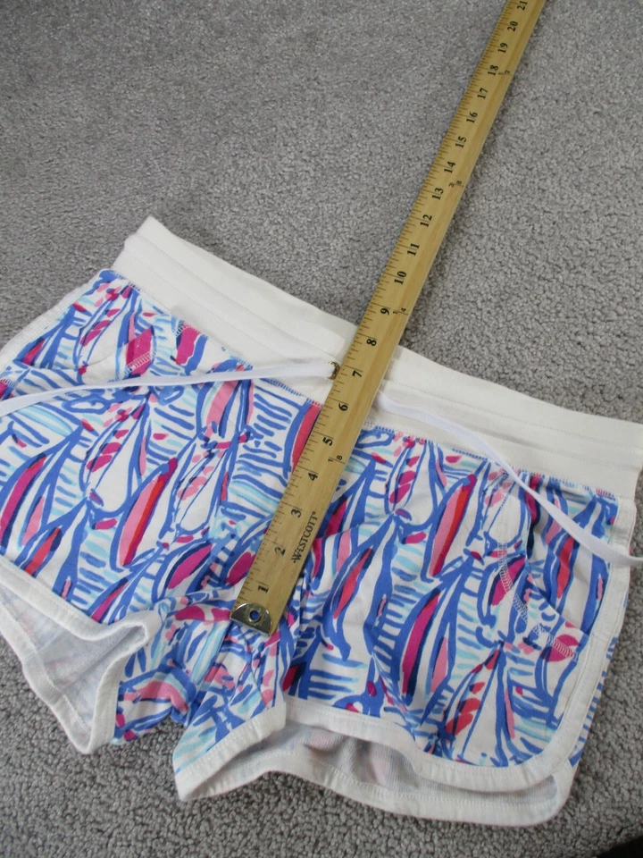 Pantalones Cortos Lilly Pulitzer Mujer Pequeños Chrissy Playa Blanco Azul Rojo Algodón Foto 4 de 4
