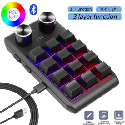 Programmierung Makro Custom 2 Regler Bluetooth Tastatur RGB 12 Tasten Kopieren Einfügen Mini Bu
