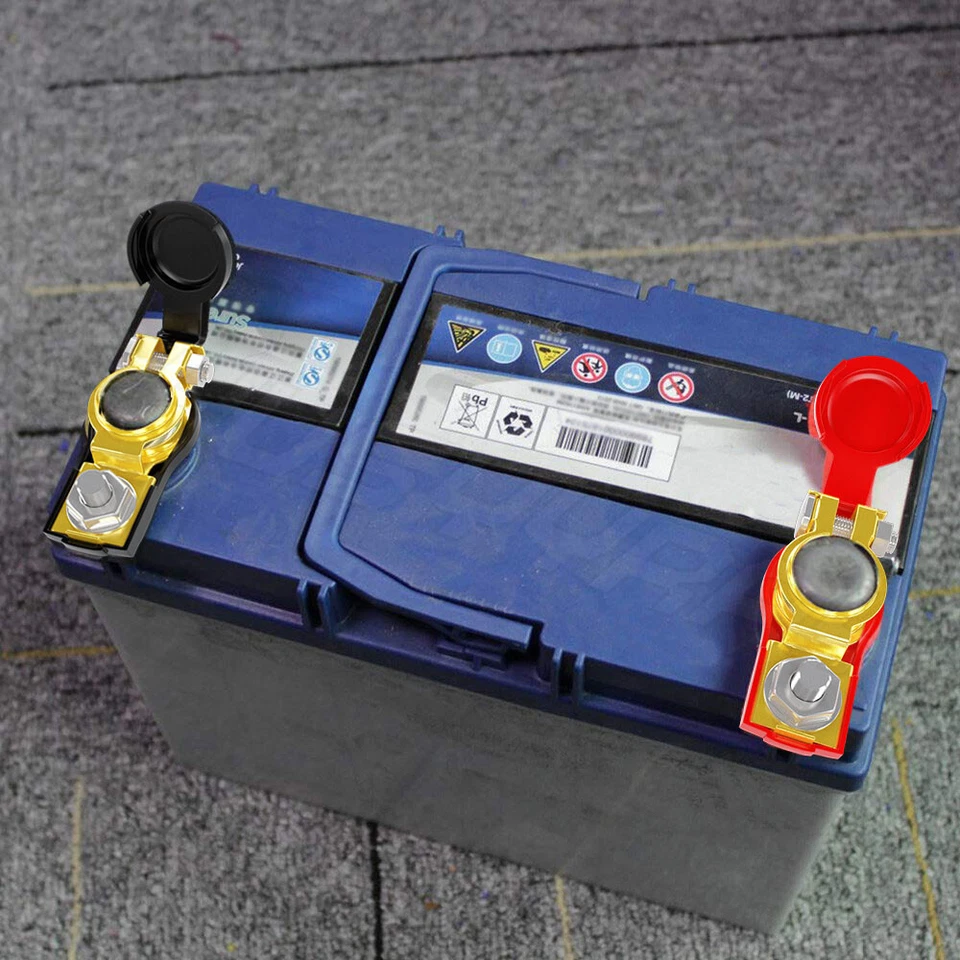 Par de terminales de batería de coche conector de clip de abrazadera automática ajustable positivo + negativo Foto 2 de 4