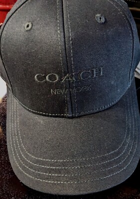 Coach Embroidered Baseball Hat Cap in Black Size M/L New 