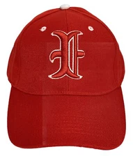 Initial Ball Cap Letter ‘I’ Old English Style Red Embroidered Adjustable Hat