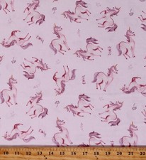 Cotton Unicorns Magical Fantasy Kids Girls Pink Fabric Print by Yard D678.09