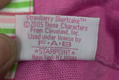 Vintage 2005 Strawberry Shortcake Pink Canvas Striped Wastebasket 11" - Picture 5 of 5